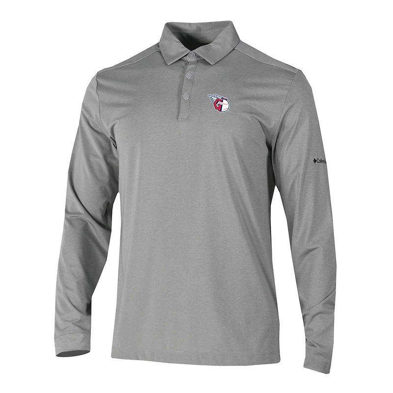 Men's Columbia  Gray Cleveland Guardians Omni-Wick Pin High Long Sleeve Polo