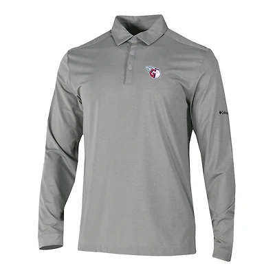 Men's Columbia  Gray Cleveland Guardians Omni-Wick Pin High Long Sleeve Polo