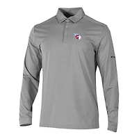 Men's Columbia  Gray Cleveland Guardians Omni-Wick Pin High Long Sleeve Polo