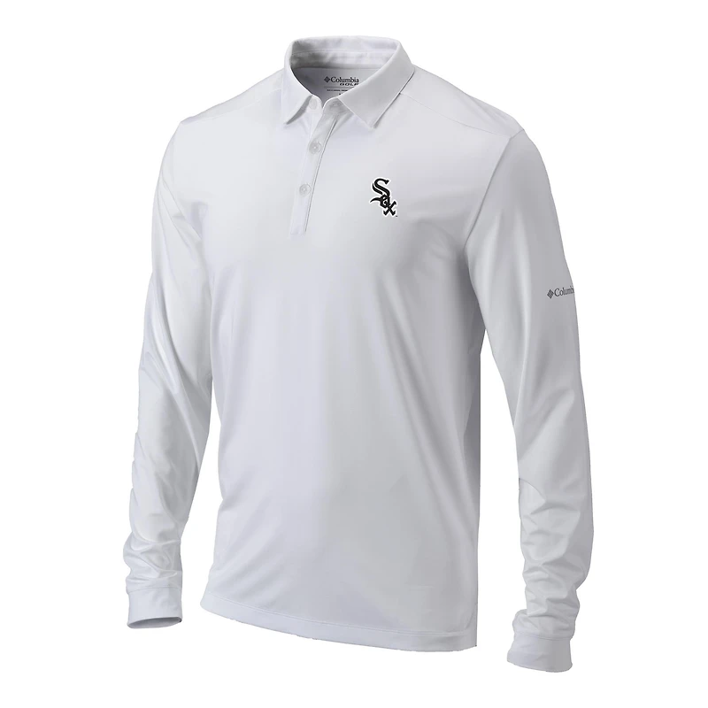 Men's Columbia  White Chicago Sox Omni-Wick Pin High Long Sleeve Polo