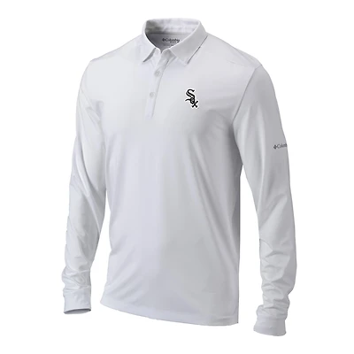 Men's Columbia  White Chicago Sox Omni-Wick Pin High Long Sleeve Polo