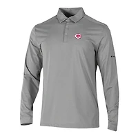 Men's Columbia  Gray Cincinnati Reds Omni-Wick Pin High Long Sleeve Polo