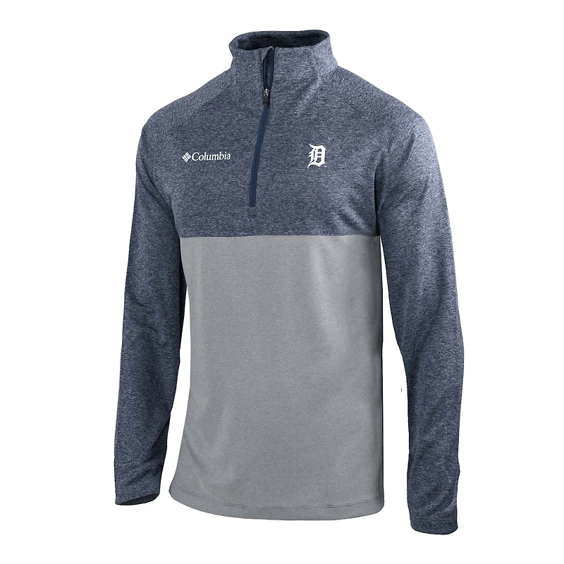 Men's Columbia  Navy Detroit Tigers Omni-Wick Raglan Rockin' It Quarter-Zip Pullover