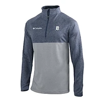 Men's Columbia  Navy Detroit Tigers Omni-Wick Raglan Rockin' It Quarter-Zip Pullover
