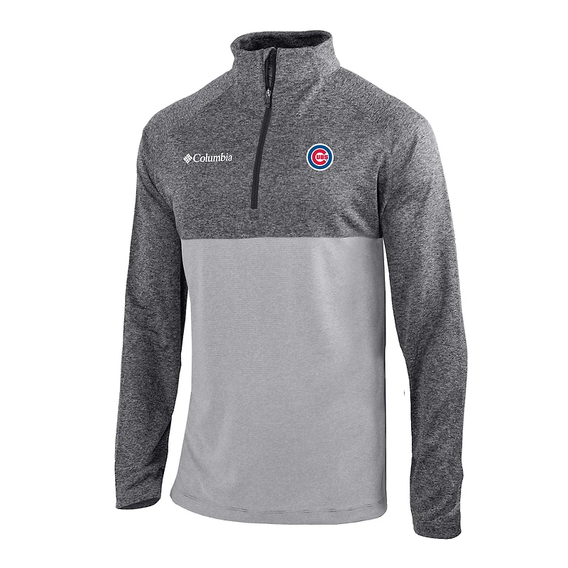Men's Columbia  Gray Chicago Cubs Omni-Wick Raglan Rockin' It Quarter-Zip Pullover