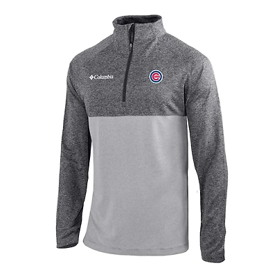 Men's Columbia  Gray Chicago Cubs Omni-Wick Raglan Rockin' It Quarter-Zip Pullover