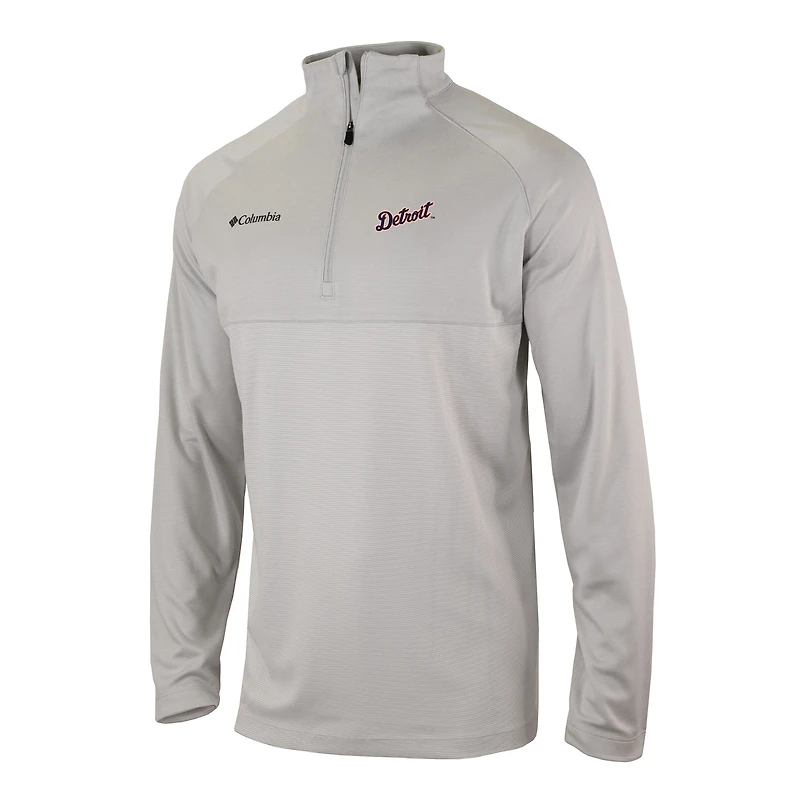 Men's Columbia  Gray Detroit Tigers Omni-Wick Raglan Rockin' It Quarter-Zip Pullover