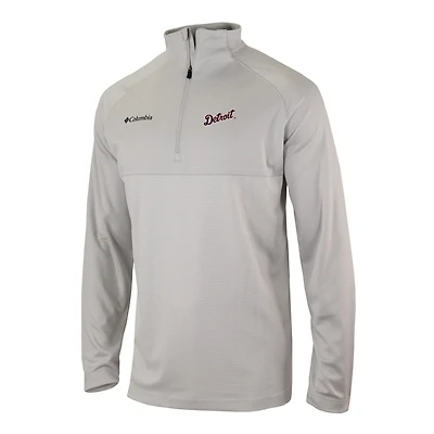 Men's Columbia  Gray Detroit Tigers Omni-Wick Raglan Rockin' It Quarter-Zip Pullover
