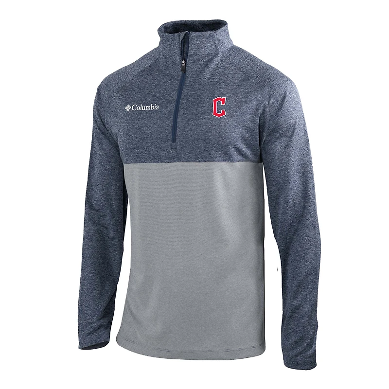 Men's Columbia  Navy Cleveland Guardians Omni-Wick Raglan Rockin' It Quarter-Zip Pullover