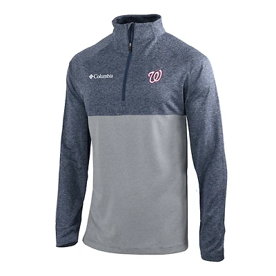 Men's Columbia  Navy Washington Nationals Omni-Wick Raglan Rockin' It Quarter-Zip Pullover
