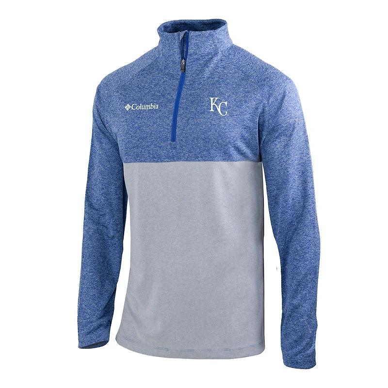 Men's Columbia Royal Kansas City Royals Omni-Wick Raglan Rockin' It Quarter-Zip Pullover