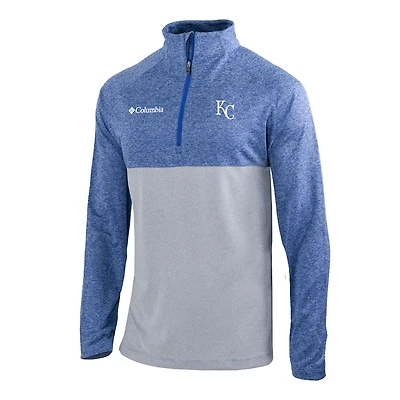 Men's Columbia Royal Kansas City Royals Omni-Wick Raglan Rockin' It Quarter-Zip Pullover