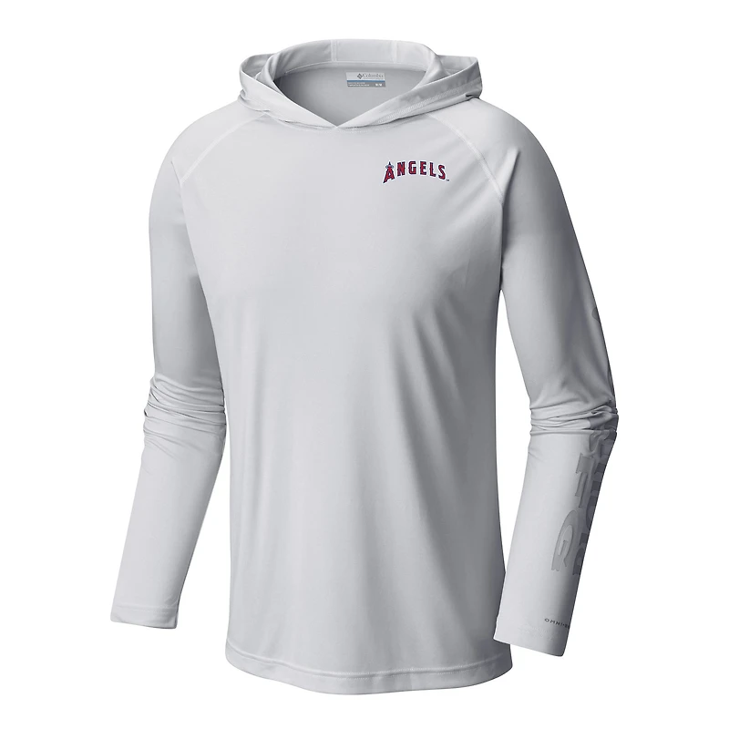 Men's Columbia  White Los Angeles Angels Terminal Tackle Omni-Shade Pullover Hoodie