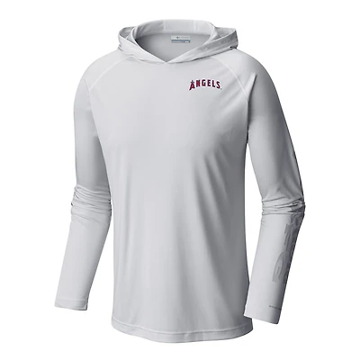 Men's Columbia  White Los Angeles Angels Terminal Tackle Omni-Shade Pullover Hoodie