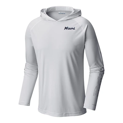 Men's Columbia  White Miami Marlins Terminal Tackle Omni-Shade Pullover Hoodie