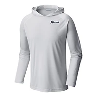 Men's Columbia  White Miami Marlins Terminal Tackle Omni-Shade Pullover Hoodie