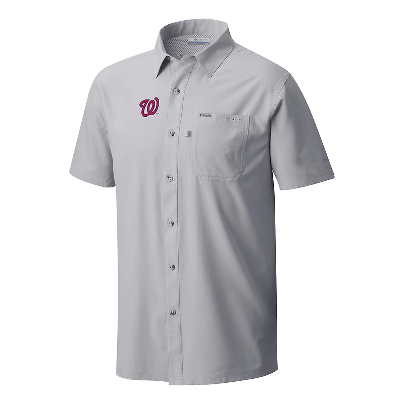 Men's Columbia Washington Nationals Slack Tide Omni-Wick Button-Up Camp Shirt