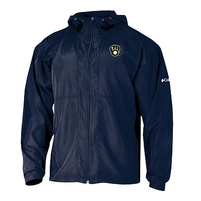 Men's Columbia  Navy Milwaukee Brewers The Prodigy Full-Zip Windbreaker