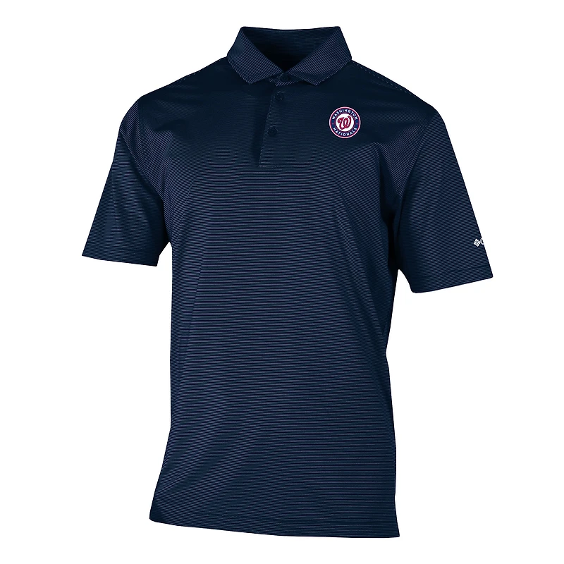 Men's Columbia Navy Washington Nationals Omni-Wick Double Hit Polo