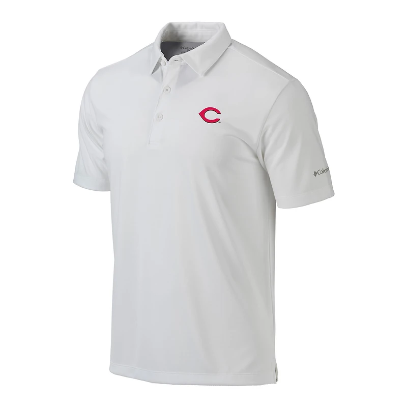 Men's Columbia  White Cincinnati Reds Omni-Wick Drive Polo