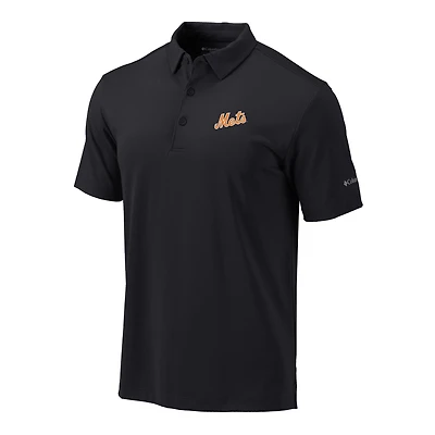 Men's Columbia  Black New York Mets Omni-Wick Drive Polo