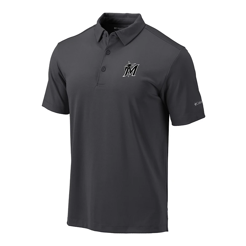 Men's Columbia  Gray Miami Marlins Omni-Wick Drive Polo