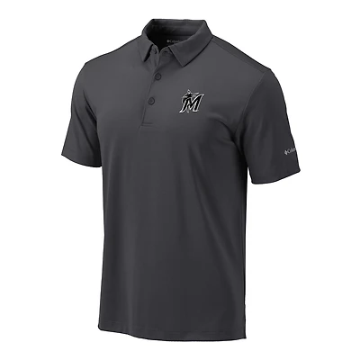 Men's Columbia  Gray Miami Marlins Omni-Wick Drive Polo