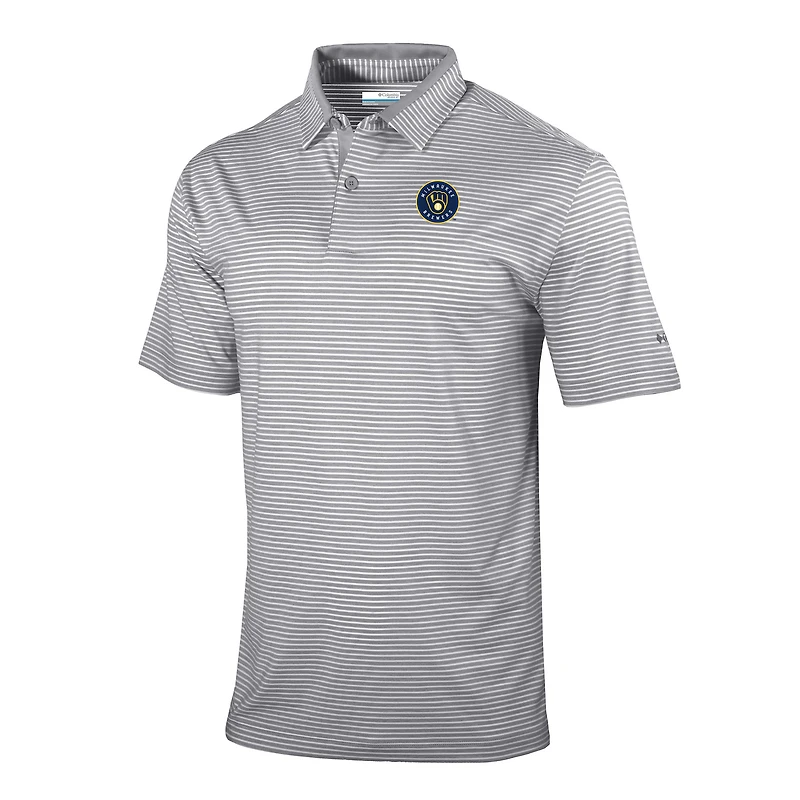 Men's Columbia  Gray Milwaukee Brewers Omni-Wick Golden Hills Polo