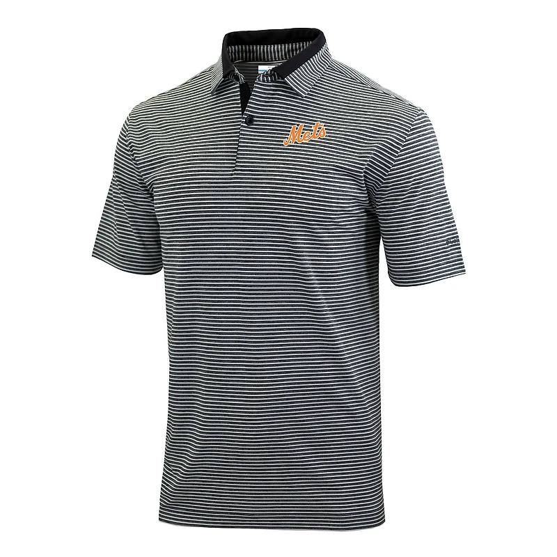 Men's Columbia  Black New York Mets Omni-Wick Golden Hills Polo