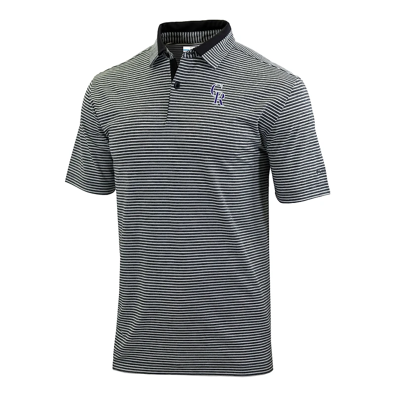 Men's Columbia  Black Colorado Rockies Omni-Wick Golden Hills Polo