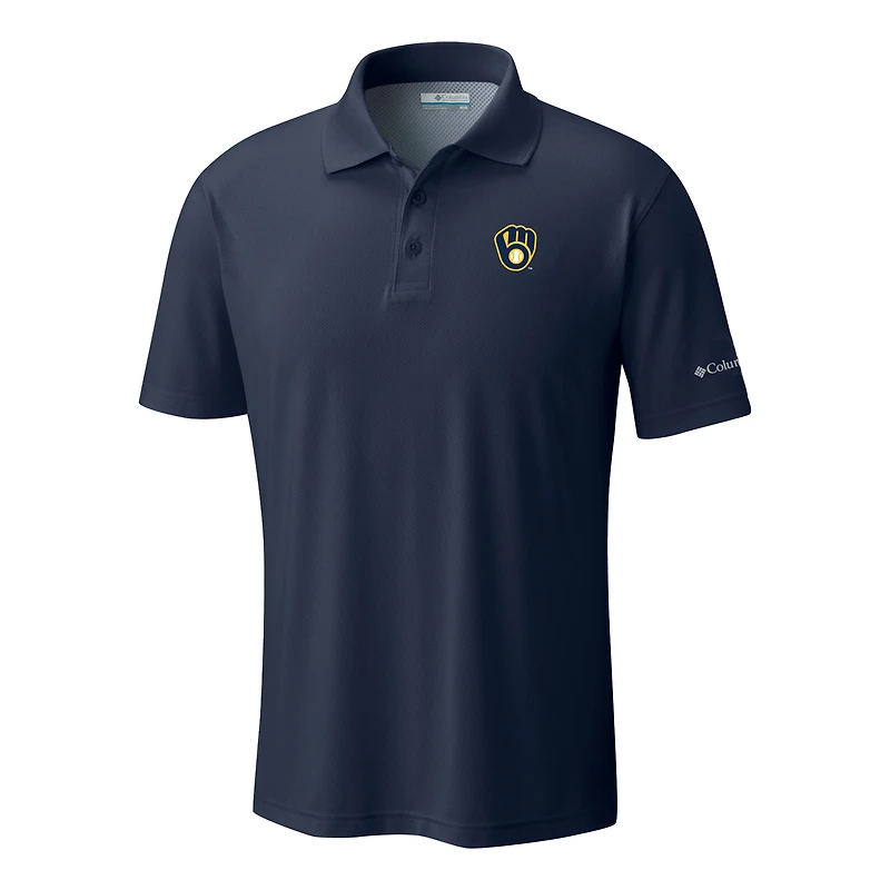 Men's Columbia  Navy Milwaukee Brewers Omni-Wick Low Drag Offshore Polo