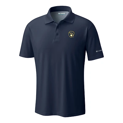 Men's Columbia  Navy Milwaukee Brewers Omni-Wick Low Drag Offshore Polo