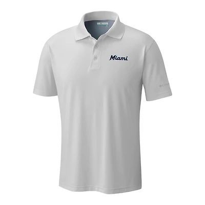 Men's Columbia  White Miami Marlins Omni-Wick Low Drag Offshore Polo