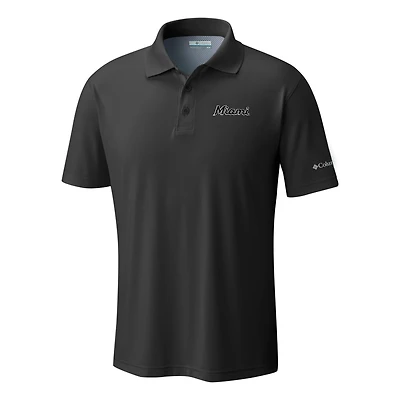 Men's Columbia  Black Miami Marlins Omni-Wick Low Drag Offshore Polo