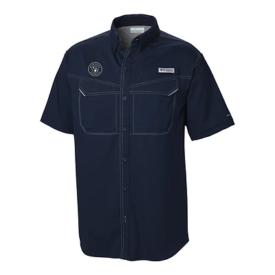 Men's Columbia  Navy Milwaukee Brewers Omni-Wick Low Drag Offshore Button-Up Shirt