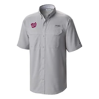 Men's Columbia  Gray Washington Nationals Omni-Wick Low Drag Offshore Button-Up Shirt