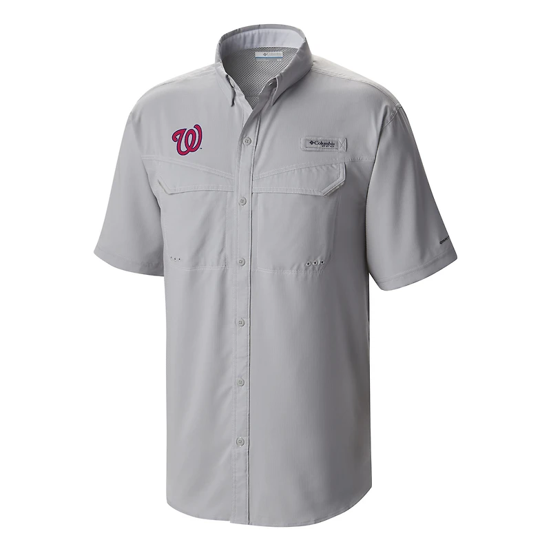 Men's Columbia  Gray Washington Nationals Omni-Wick Low Drag Offshore Button-Up Shirt