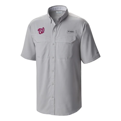 Men's Columbia  Gray Washington Nationals Omni-Wick Low Drag Offshore Button-Up Shirt