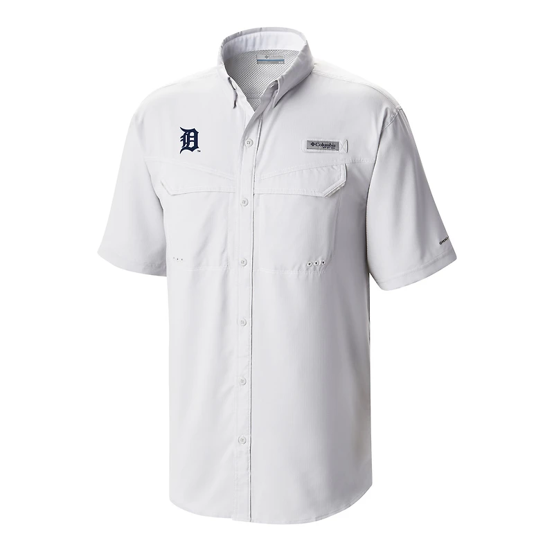 Men's Columbia  White Detroit Tigers Omni-Wick Low Drag Offshore Button-Up Shirt