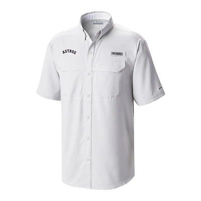 Men's Columbia  White Houston Astros Omni-Wick Low Drag Offshore Button-Up Shirt