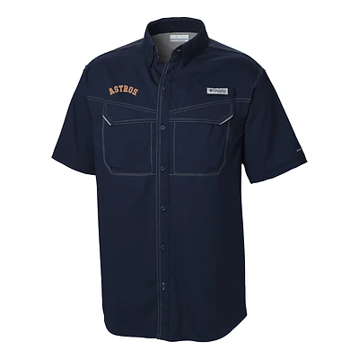 Men's Columbia  Navy Houston Astros Omni-Wick Low Drag Offshore Button-Up Shirt