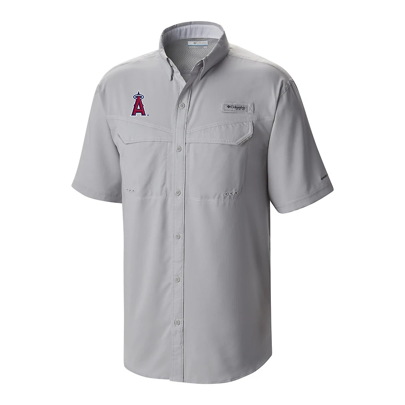 Men's Columbia  Gray Los Angeles Angels Omni-Wick Low Drag Offshore Button-Up Shirt