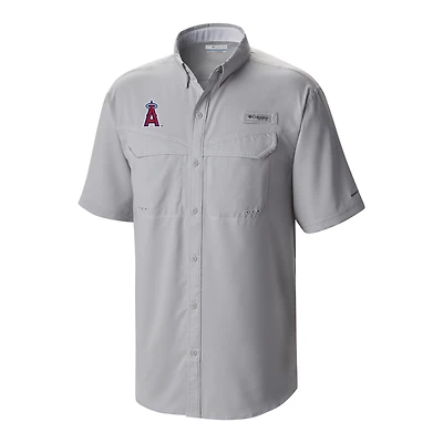 Men's Columbia  Gray Los Angeles Angels Omni-Wick Low Drag Offshore Button-Up Shirt