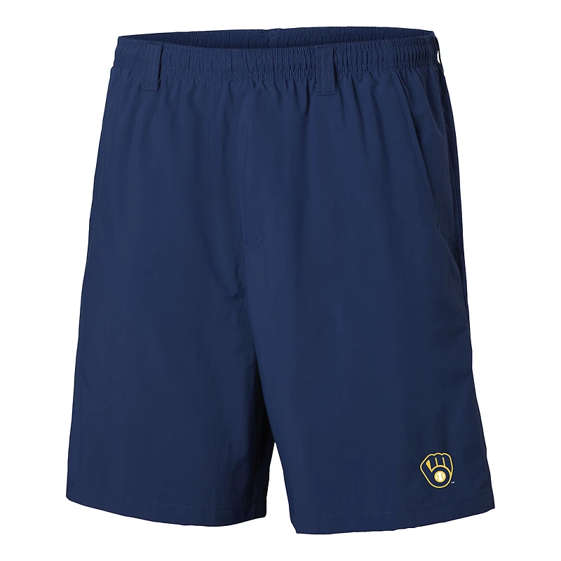 Men's Columbia Navy Milwaukee Brewers PFG Backcast III Water Shorts