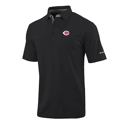 Men's Columbia  Black Cincinnati Reds Omni-Wick Even Lie Polo