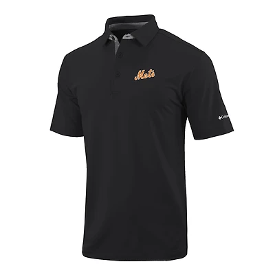 Men's Columbia  Black New York Mets Omni-Wick Even Lie Polo