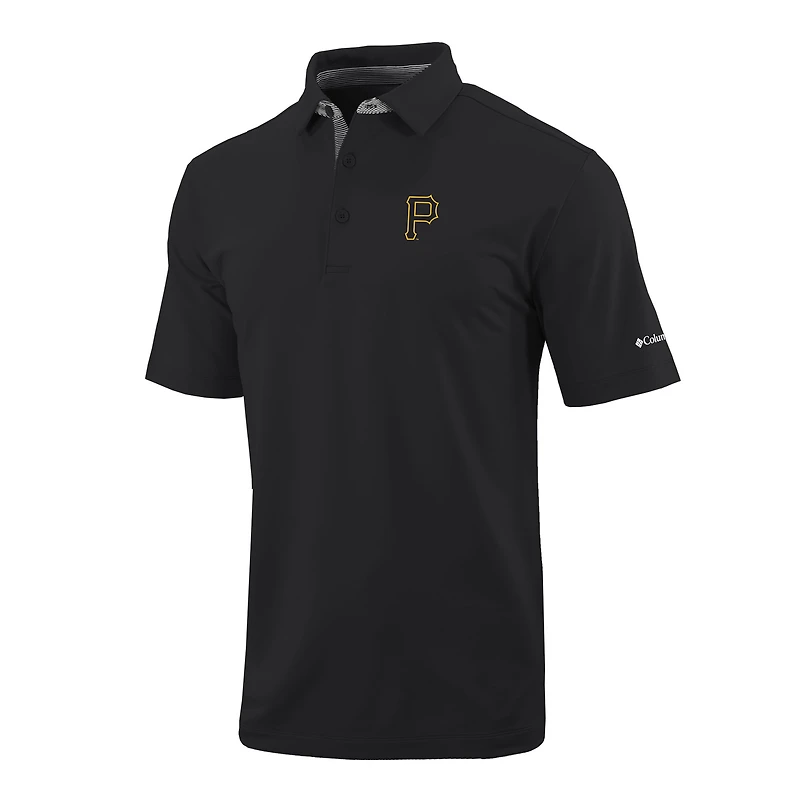 Men's Columbia  Black Pittsburgh Pirates Omni-Wick Even Lie Polo