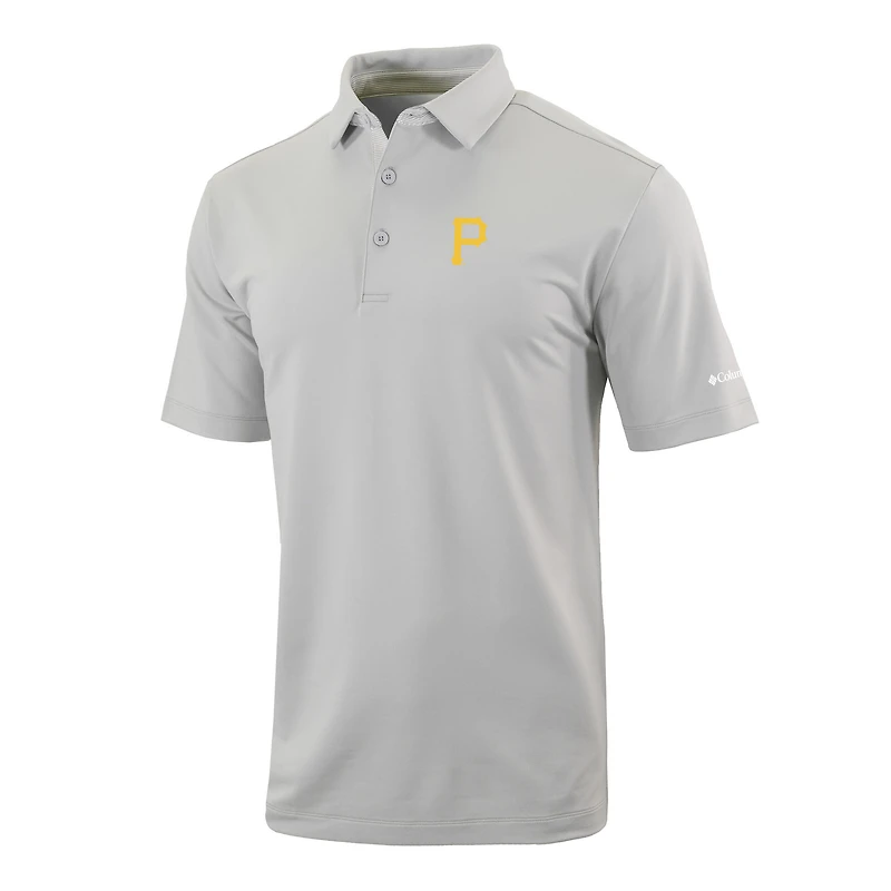 Men's Columbia  Gray Pittsburgh Pirates Omni-Wick Even Lie Polo