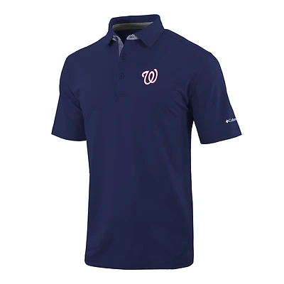 Men's Columbia  Navy Washington Nationals Omni-Wick Even Lie Polo