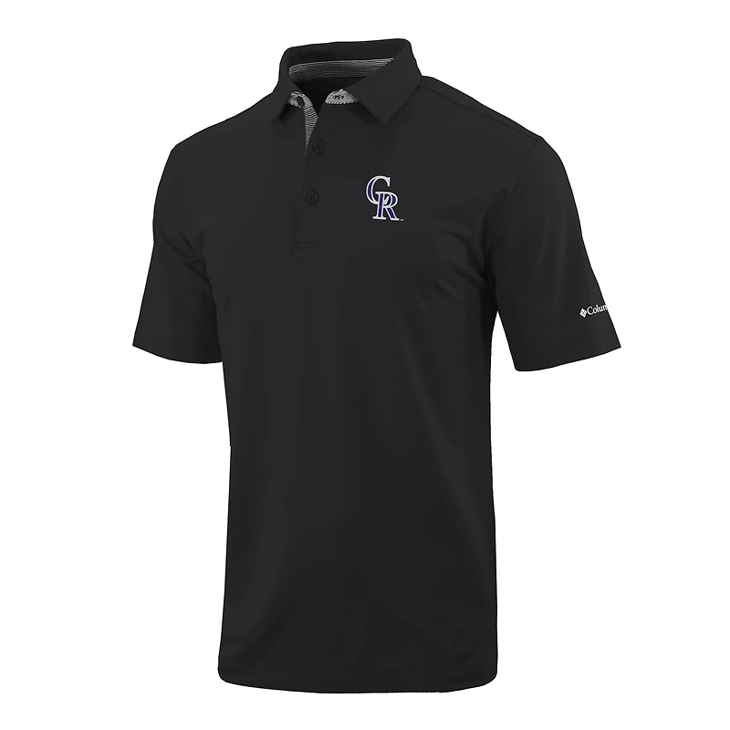 Men's Columbia  Black Colorado Rockies Omni-Wick Even Lie Polo